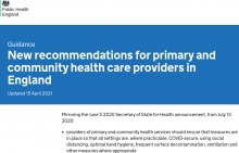 New recommendations for primary and community health care providers in England